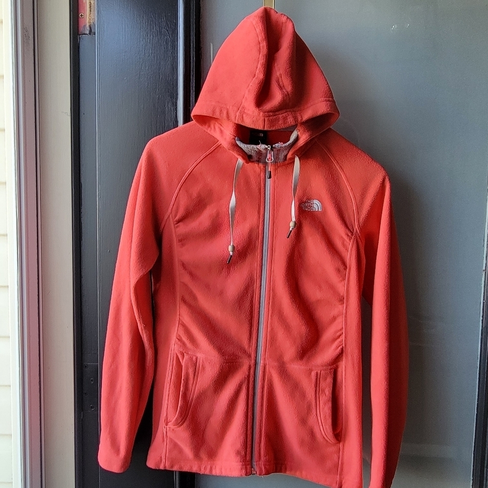 The North Face Women's Full-Zip Fleece Hoodie Size M Coral Color Pockets